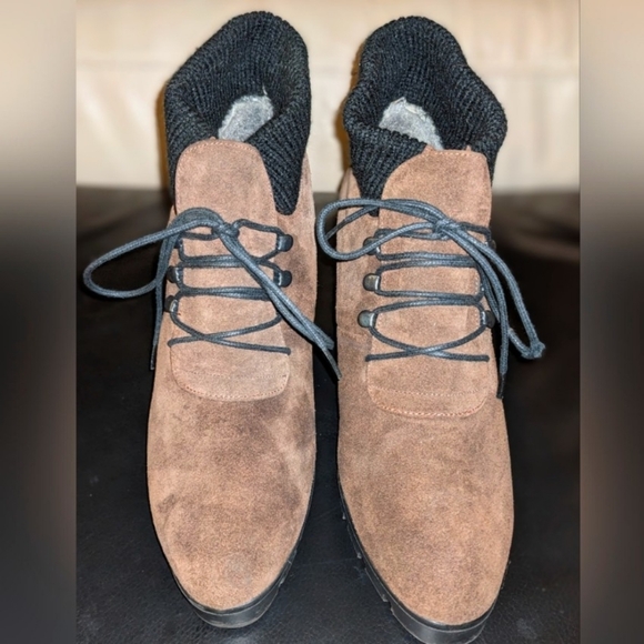 VINTAGE Brown Upper Leather Suede Ankle Boots Women's Size 8.5 - Picture 4 of 7